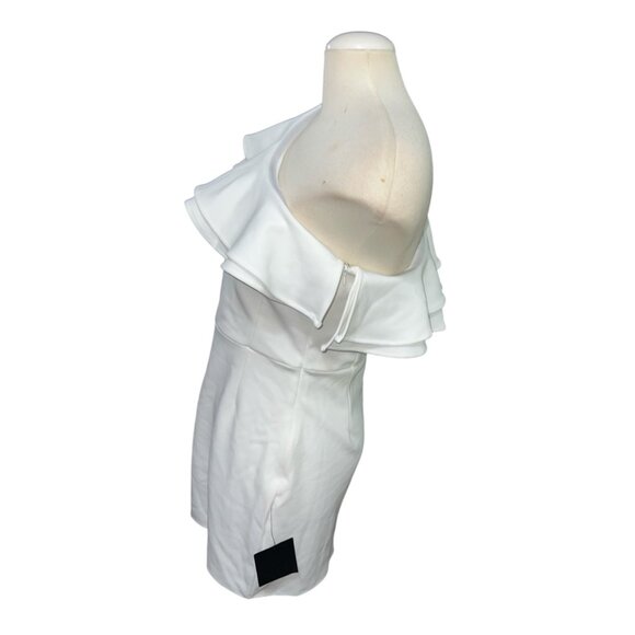 Lulus Enticing Behavior White Ruffled One-Shoulder Mini Dress Sz Large White - Picture 8 of 13